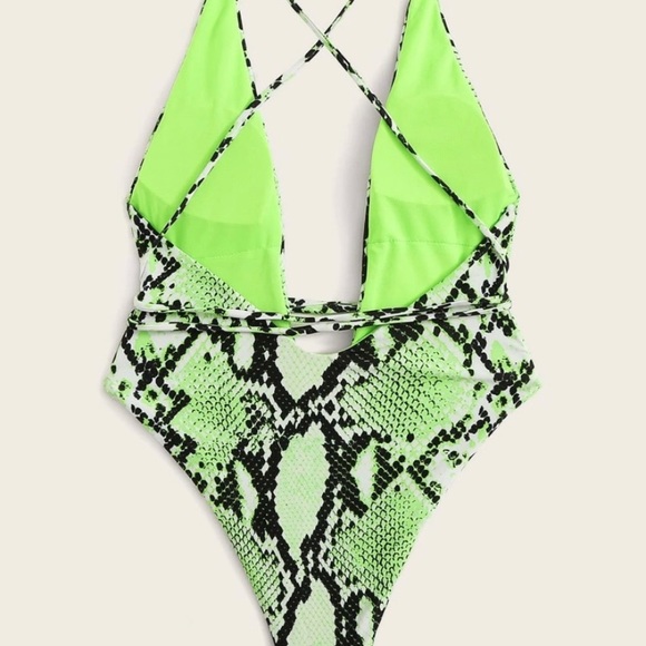 Lime green snake print one piece swimsuit by Matte Collection - Picture 3 of 6